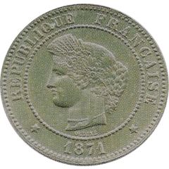 5 Centimes Epreuve en maillechort de Oudiné