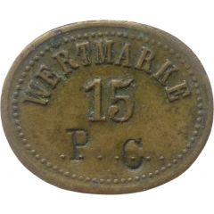 15 Pfennig Wert-Marke, Countermarked `PC`