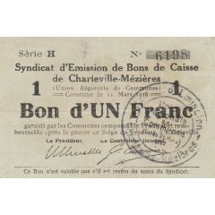 1 Franc - Syndicat d`Emission de Bons de Caisse de Charleville-Mézières 08