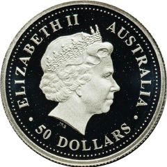 50 Dollars - Elizabeth II 4th Portrait - Koala - Platinum