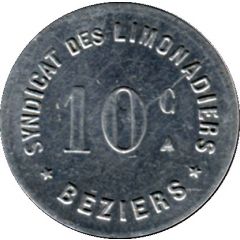 10 Centimes - Syndicat des Limonadiers Béziers