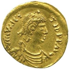 Tremissis - Mauricius Tiberius VICTORIA AVSTRVM, Rome