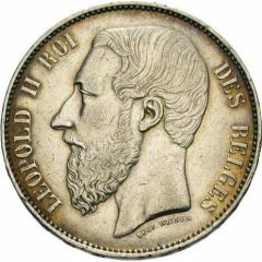 5 Francs - Léopold II large head