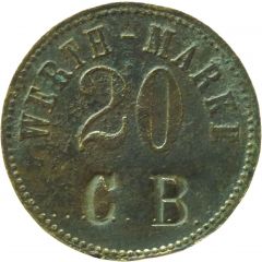 20 Pfennig Werth-Marke, contremarked `CB`