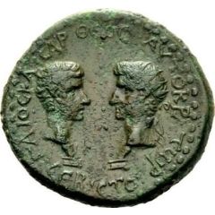 Æ25 - Augustus and Caligula ΘΕΑ ΡΩΜΗ ΙΕΡΑ ϹΥΝΚΛΗΤΟϹ ΙΛΙ