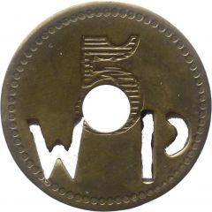 5 Pfennig Werth-Marke, with cutout `WP`