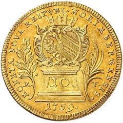 10 Kreuzers Gold pattern strike