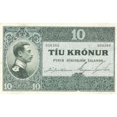 10 Krónur - Christian X Ríkissjóður Íslands