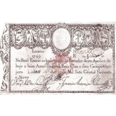 10 000 Reis - Miguel I Overprint on P#13 - John Prince Regent