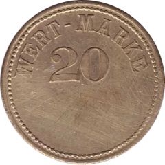 20 Pfennig Wert-Marke, no line of dots