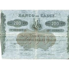 200 Reales de Vellón Banco de Cádiz