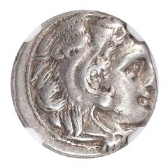 Drachm In the name of Alexander III, Kolophon