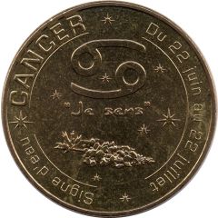 Monnaie de Paris Tourist Token - Cancer Signe d`eau - Du 22 juin au 22 juillet