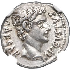 Denarius - Augustus S P Q R CL V