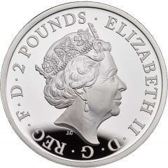 2 Pounds - Elizabeth II 5th portrait, 1 oz Fine Silver