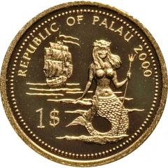 1 Dollar Lionfish and Parrotfish, Gold Proof Issue