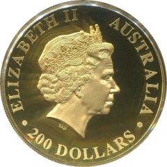 200 Dollars - Elizabeth II 4th Portrait - Wedge-tailed Eagle - High Relief Gold Proof