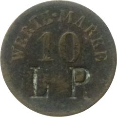 10 Pfennig Werth-Marke, Countermarked `LR`