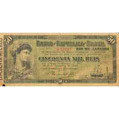 50 Mil Réis Banco da República do Brasil, 1st. Print