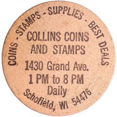 Wooden Dollar - Collins Coins and Stamps Schofield, Wisconsin