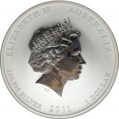 1 Dollar - Elizabeth II 4th Portrait - Year of the Rabbit - Silver Bullion Coin