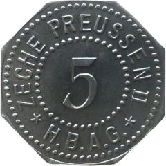 5 Pfennigs - Lünen Zeche Preussen II H.B.A.G.