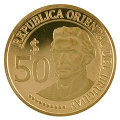 50 Pesos Uruguayos Independence - Bronze Trial Strike
