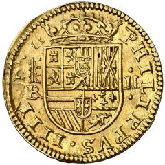 2 Escudos - Felipe IV Segovia,shield not in circle