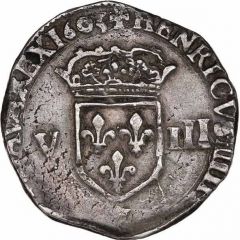 1/8 Ecu - Henry IV 2nd type, king`s title around shield