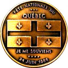 Medal - Nancy Huard 1986 24 June Quebec National Day
