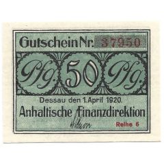 50 Pfennig Anhaltische Finanzdirektion
