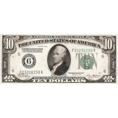 10 Dollars Federal Reserve Note, Large TEN, Branch ID in Numbers