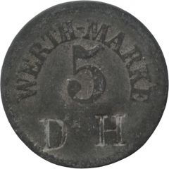 5 Pfennig Werth-Marke, Countermarked `DH`