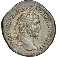 Sestertius - Geta TR P III COS II P P S C, Felicitas and Italia