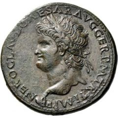 Sestertius - Nero PORT AVG S C, Neptune and Tiber