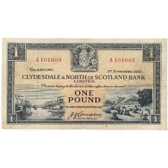 1 Pound Clydesdale and North of Scotland Bank