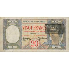 20 Francs B.I.C. overprint
