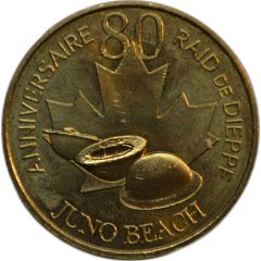 jeton touristique monnaie - de - paris anniversaire 80 raid de dieppe juno beach
