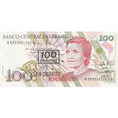 100 Cruzeiros 3rd edition, overprinted on P# 220