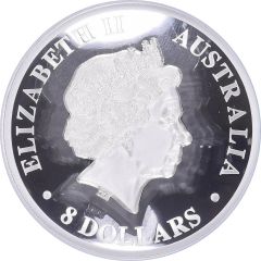 8 Dollars - Elizabeth II 4th Portrait - Australian Kookaburra - Silver Bullion Coin