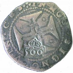 500 Réis - Afonso VI Countermark 'Crowned 500' over Cruzado, João IV