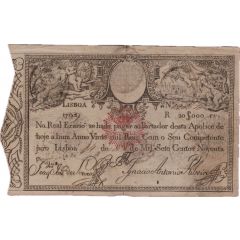 20 000 Reis - Miguel I Overprint on P#6 - John Prince Regent