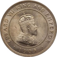 1/2 Penny - Edward VII Arms with vertical shading