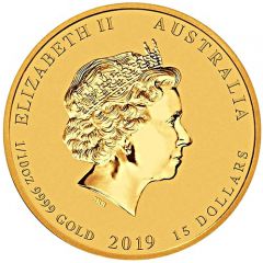 15 Dollars - Elizabeth II 4th Portrait - Year of the Pig - Gold Bullion Coin