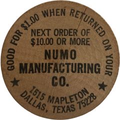 Wooden Nickel - Numo Manufacturing Co. Dallas, Texas