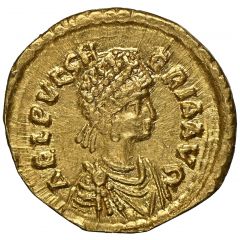 Tremissis - Aelia Pulcheria Cross within wreath, Constantinopolis