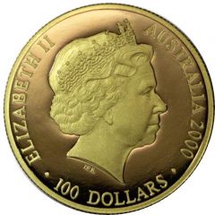 100 Dollars - Elizabeth II 4th Portrait - Summer Olympics - Gold Proof