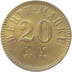 20 Pfennig Werth-Marke, Countermarked 'RK'
