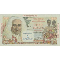 1 New Franc Overprint on 100 Francs