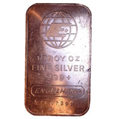 1 oz Silver Engelhard Commercial Bar, E in globe